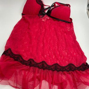 Red and Black Lace Babydoll
